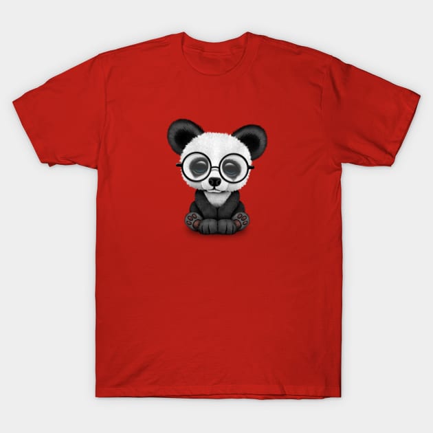 Cute Panda Bear Cub with Eye Glasses T-Shirt by jeffbartels